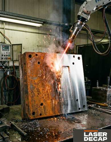 Home Décapage laser industriel d’un moule métallique très oxydé – avant/après net
