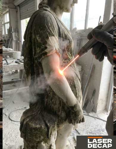 Home décapage laser statue en pierre avant après – nettoyage pierre Île-de-France
